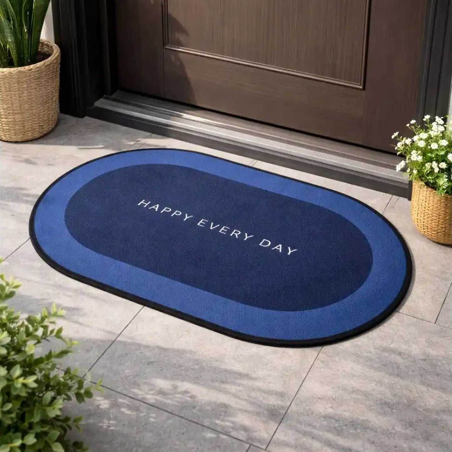 Bathroom Floor Mat  Fast Absorbing  Slip-resistant Oval Design