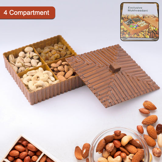Multipurpose 4-Compartment Dry Fruit & Sweet Box – Elegant Storage & Gift Option