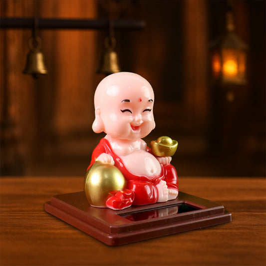 Solar-Powered Moving Head Buddha Statue Peaceful & Decorative Car Ornament