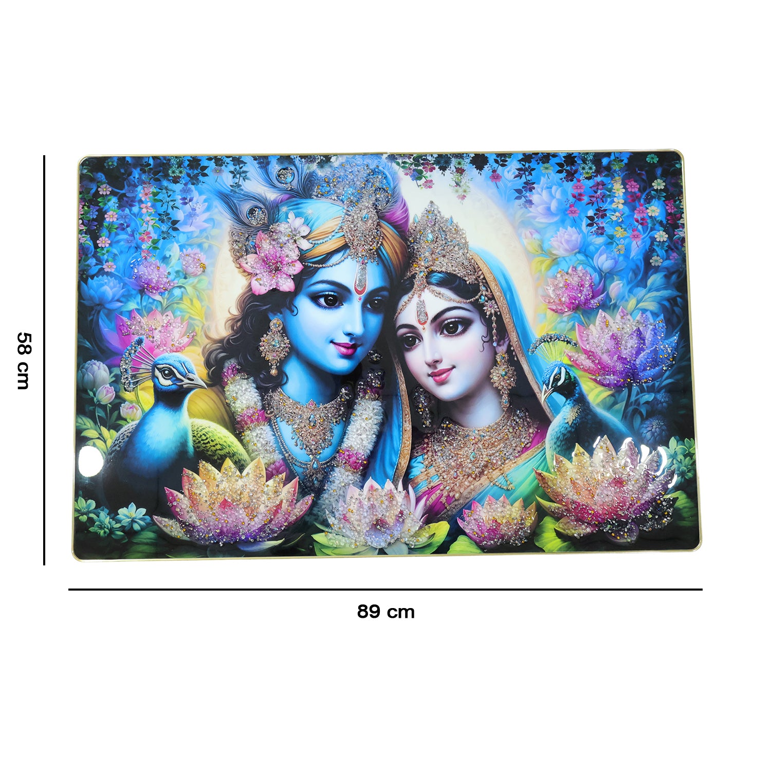 Premium Radha Krishna Decorative Wall Frame Painting (1 Pc 89x58 Cm)