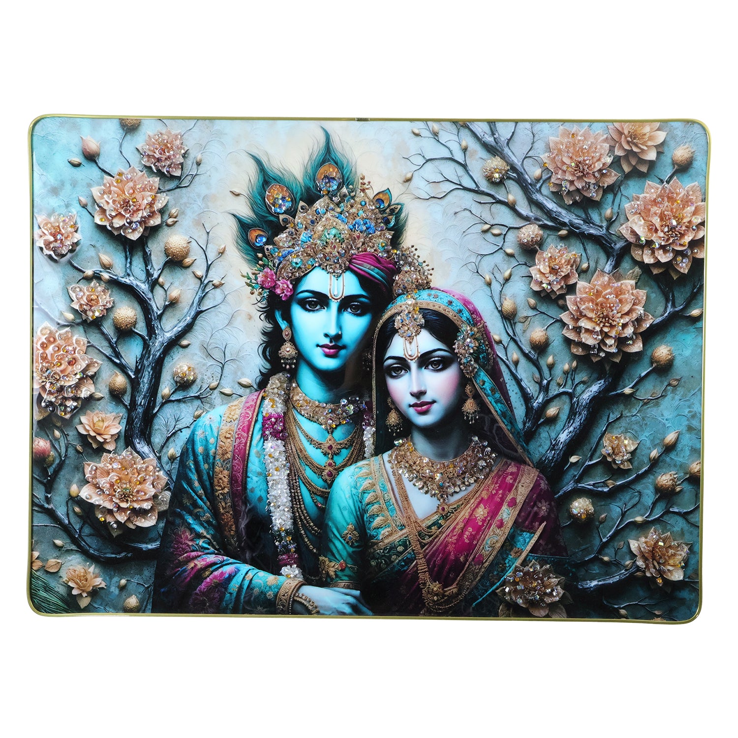 Premium Radha Krishna Decorative Wall Frame (1 Pc 60x45 Cm)