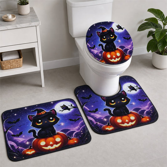 3 In 1 Bathroom Mat Set Soft Anti-slip Absorbent Bath Rugs For Bathroom (3 Pc Set)
