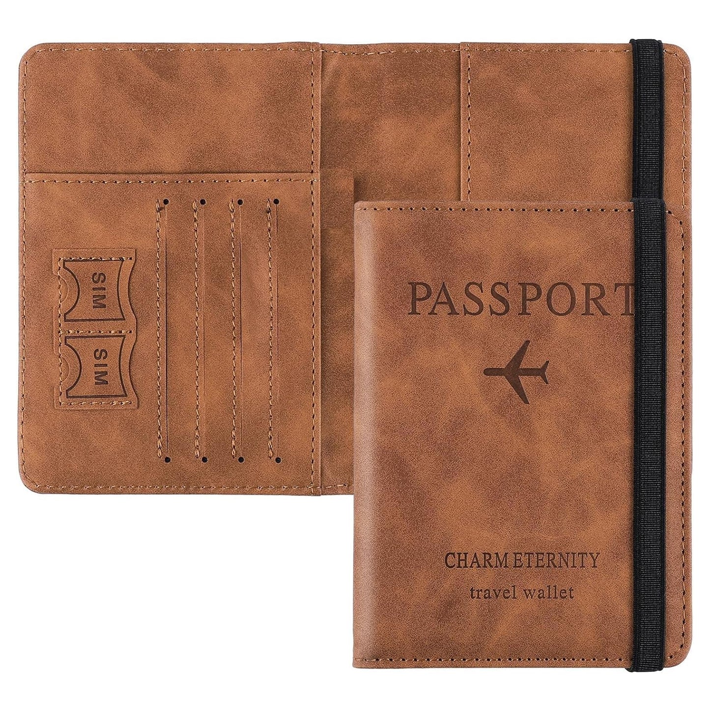 PU Leather Passport Holder Cover | RFID Blocking Travel Wallet Case Organizer for Indian Passport, Cards & Boarding Pass | Compact & Waterproof Travel Accessory (15×11 cm)
