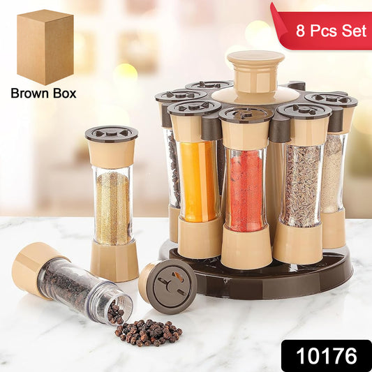 360° Revolving Spice Rack – 8-Piece Kitchen Condiment Set