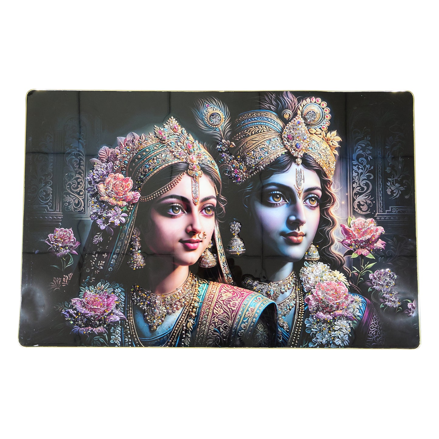 Premium Radha Krishna Royal Artistic Wall Frame (1 Pc 89x58 Cm)