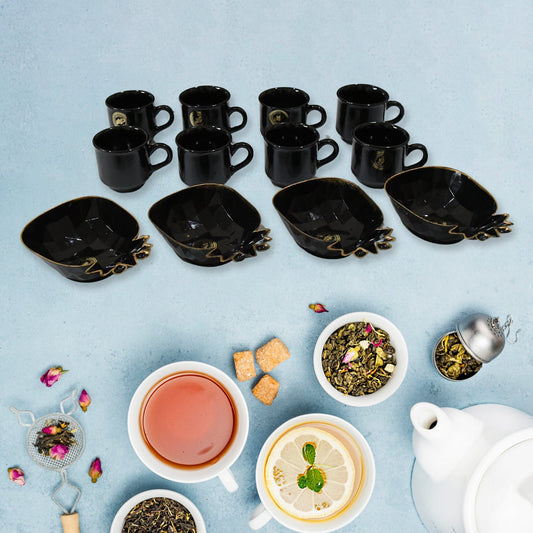 Pine Junction Ceramic Tea & Mug Set with Pineapple-Shaped Serving Bowl (12 Pcs)