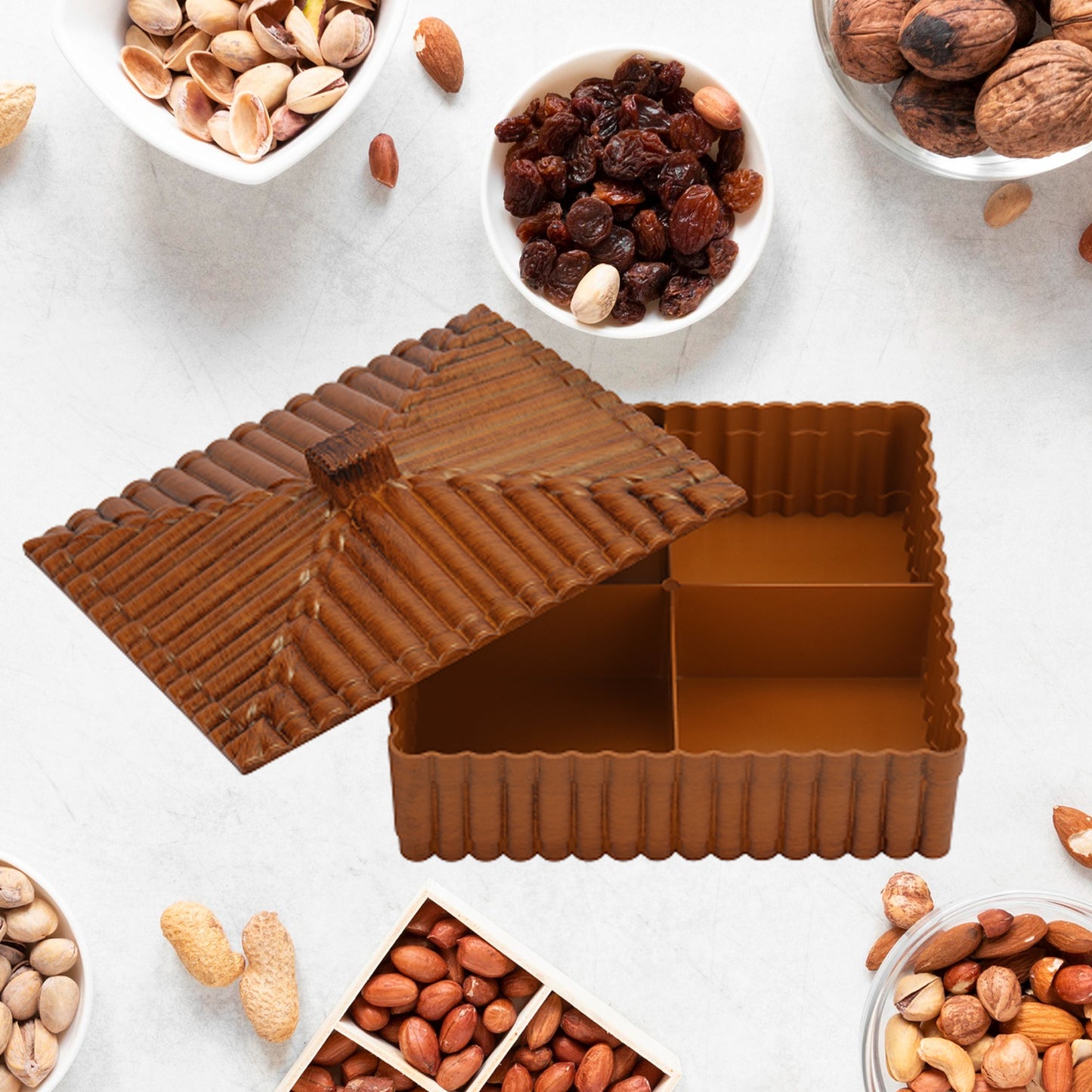 Multipurpose 4-Compartment Dry Fruit & Sweet Box – Elegant Storage & Gift Option