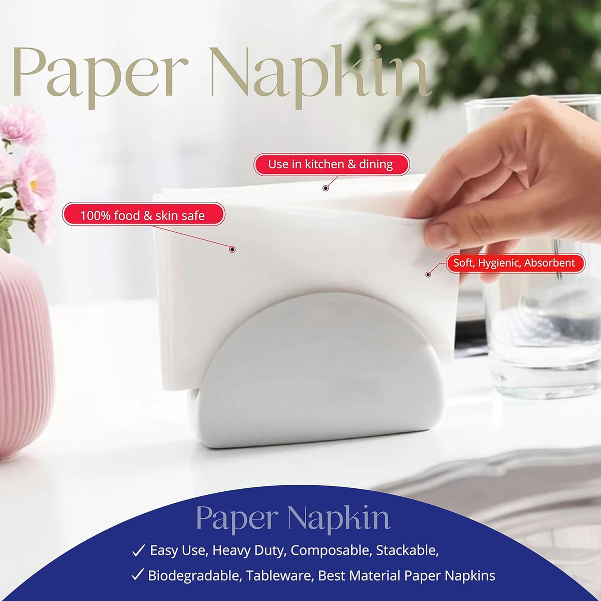 Soft  Absorbent Disposable Tissue Napkins   Paper (75 Pc)