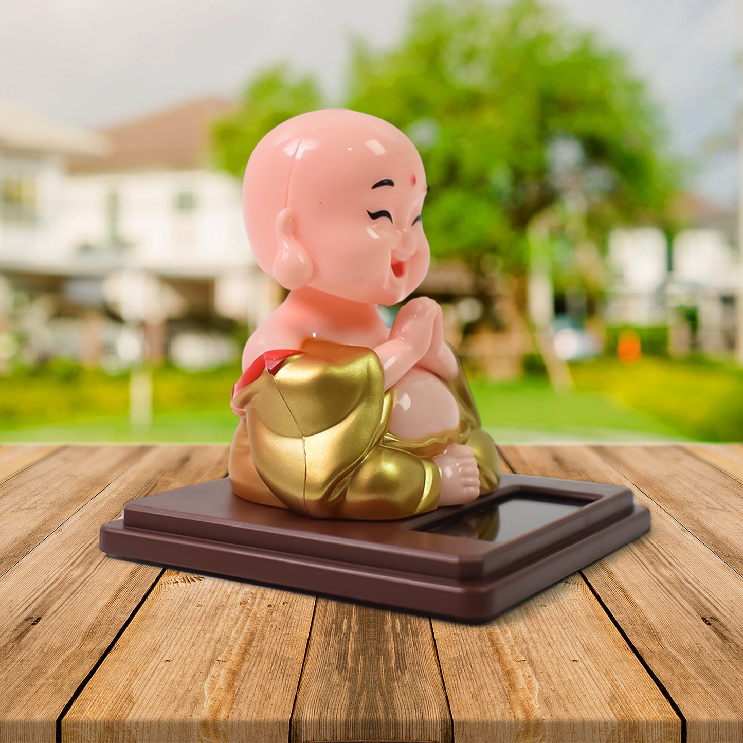 Solar-Powered Moving Head Buddha Statue – Peaceful & Decorative Car Ornament