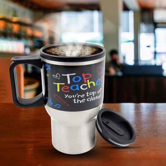 Stainless Steel Vacuum Glass Insulated Coffee Cup – Double Walled Travel Mug with Lid & Handle
