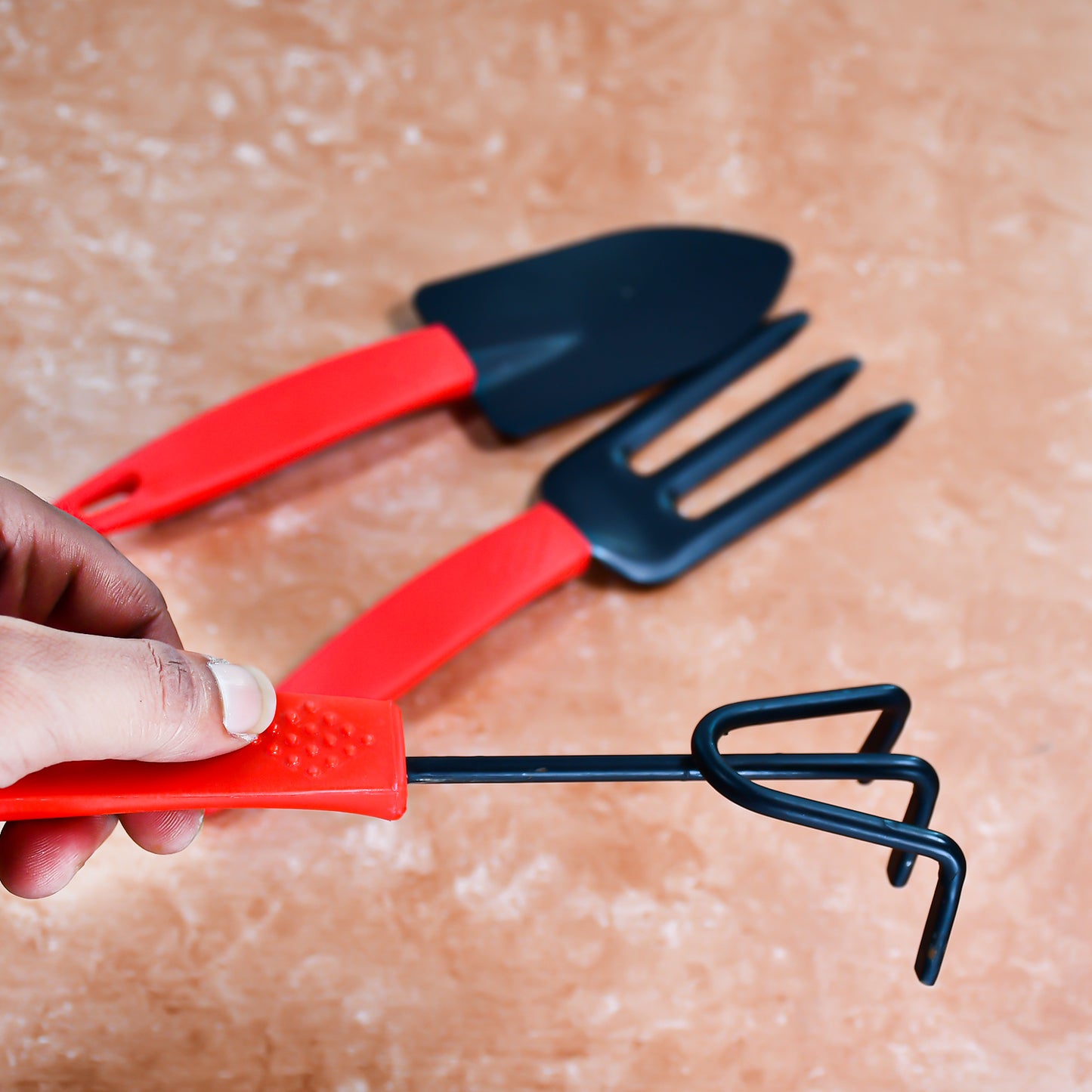3-Piece Gardening Tool Set – Small Hand Cultivator, Trowel & Garden Fork | Rustproof Carbon Steel Tools with Ergonomic Grip | Ideal for Home Garden, Pots & Indoor Plants