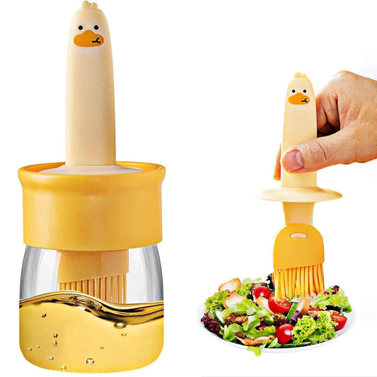 2-in-1 Silicone Oil Dispenser Bottle with Basting Brush – Perfect for Cooking, BBQ, Baking & More!