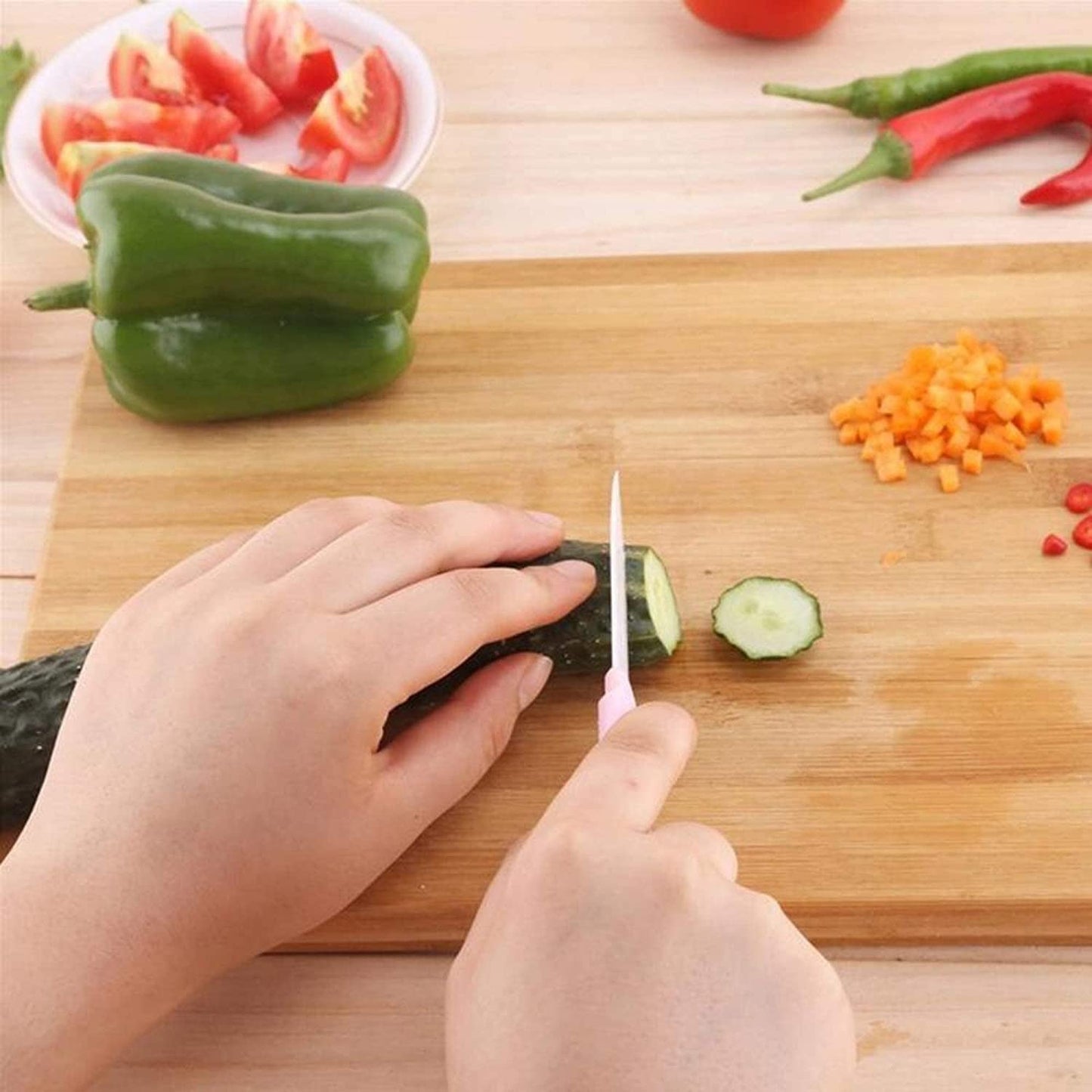 Thick Wooden Bamboo Cutting Board with Handle – 33 × 20 cm | Heavy-Duty & Reversible | Multipurpose Kitchen Chopper | For Fruits, Vegetables, Meat