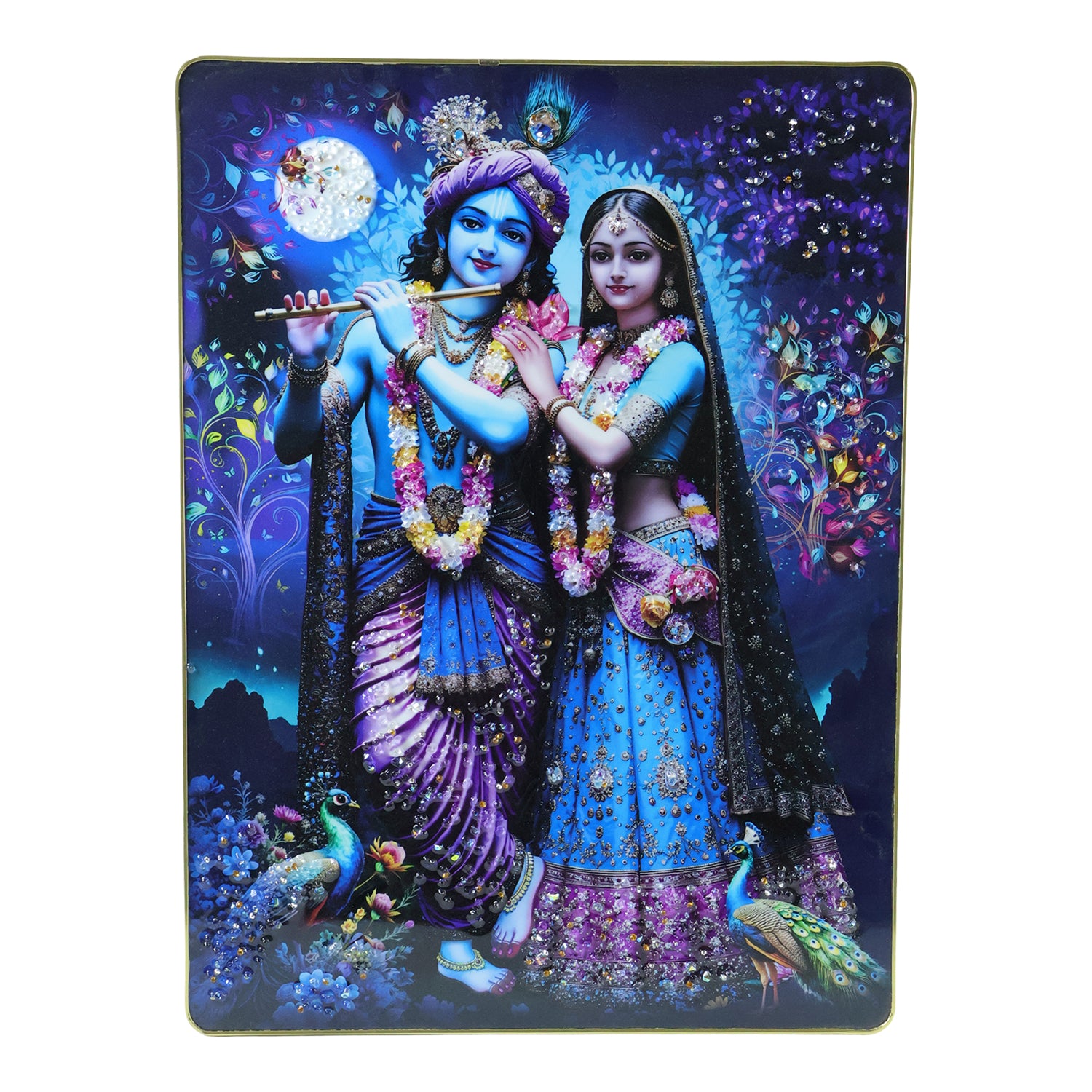 Divine Radha Krishna Moonlight Artistic Wall Frame (1 Pc 60x45 Cm)