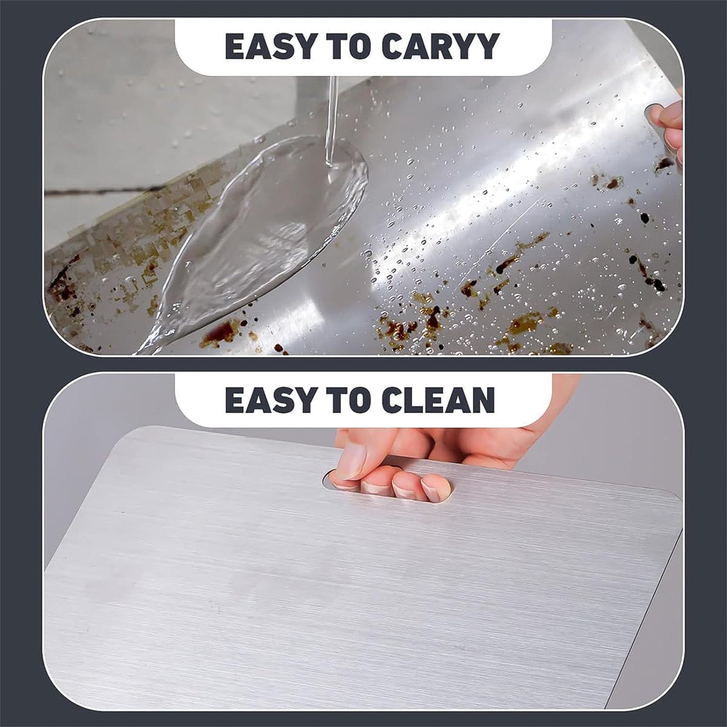 Stainless Steel Cutting Board with Scale, Food Grade, 31 x 20 cm, Easy Clean Kitchen Chopping Board