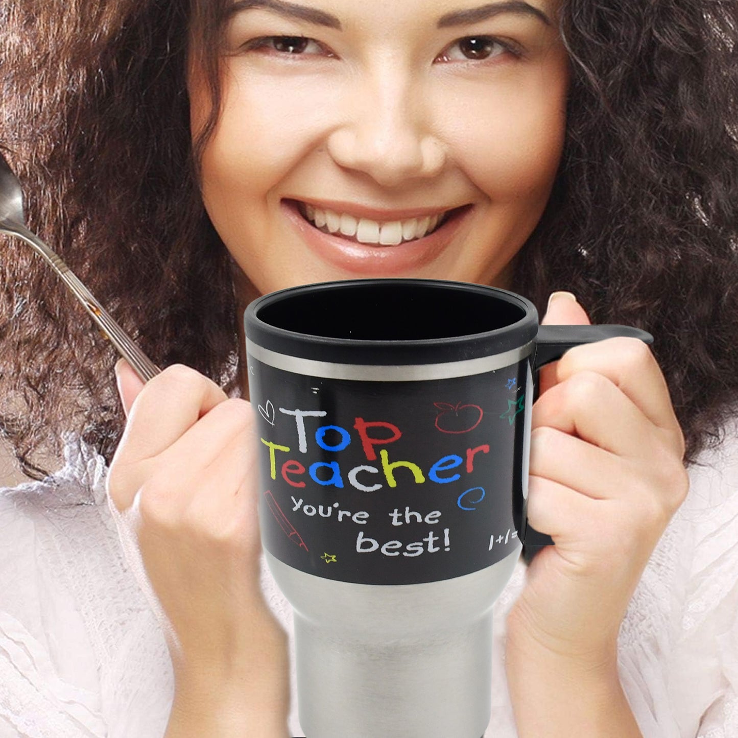 Stainless Steel Vacuum Glass Insulated Coffee Cup Double Walled Travel Mug with Lid & Handle