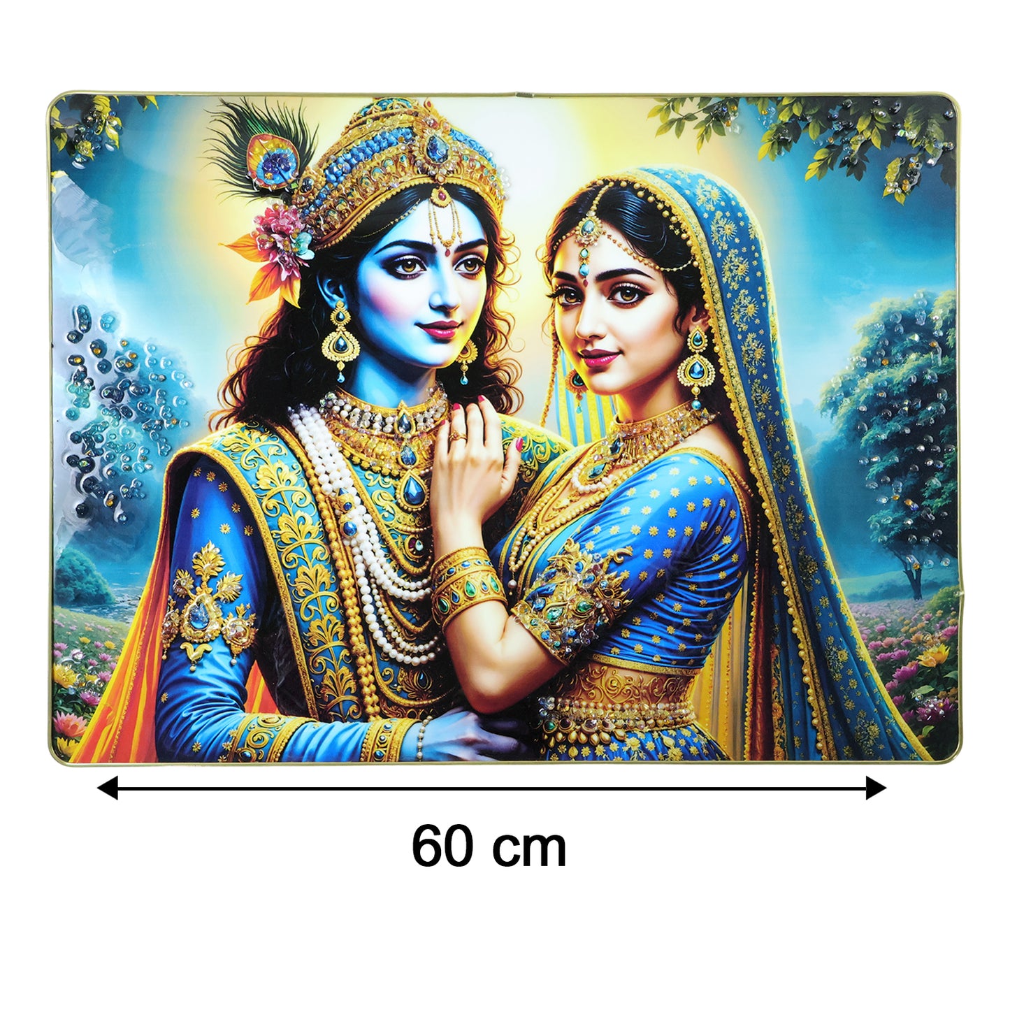 Elegant Radha Krishna Artistic Wall Frame (1 Pc 60x45 Cm)