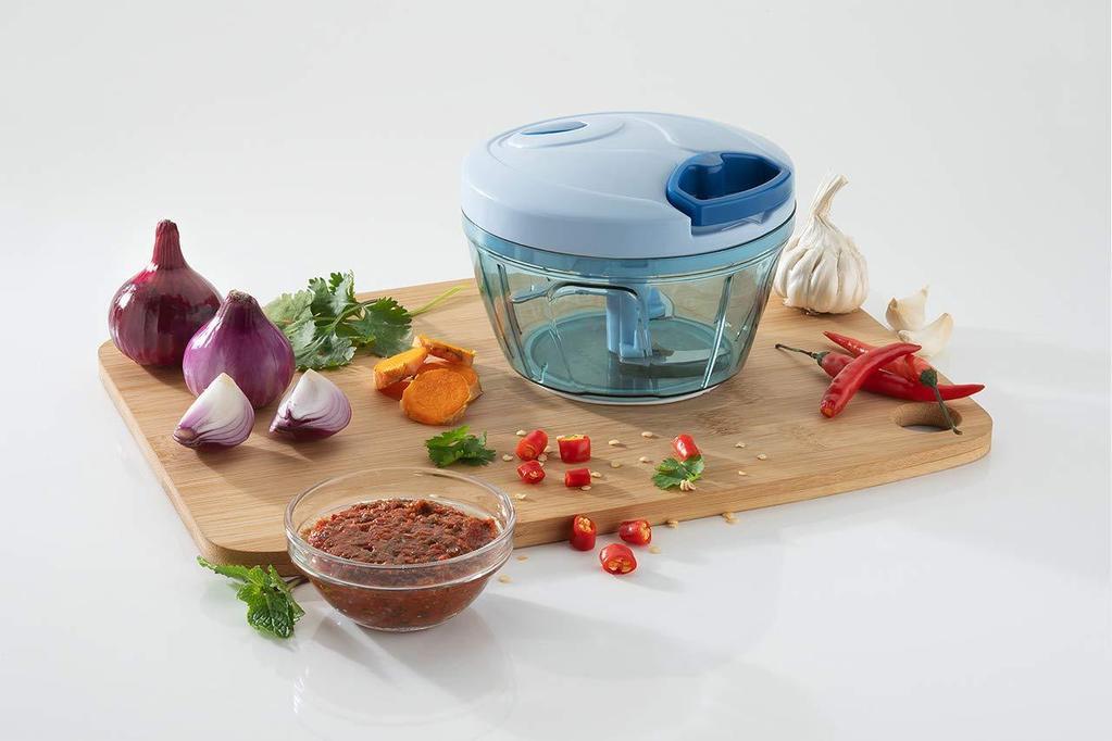 Manual Stainless Steel Blades Compact Hand Held Vegetable Chopper/Slicer
