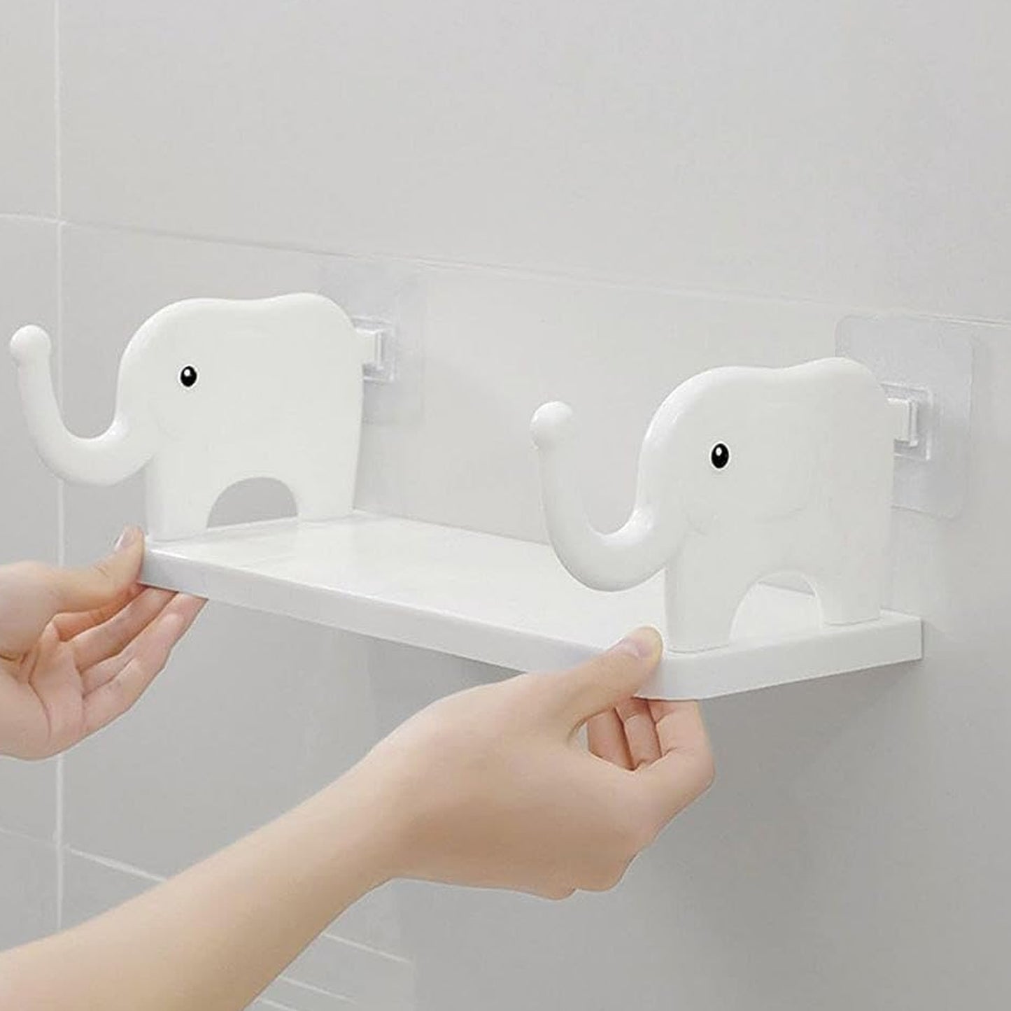 Wall Mounted Elephant Storage Shelf, 35 cm x 15 cm, No-Drill Installation, Decorative Floating Shelf for Kitchen, Bathroom, Bedroom