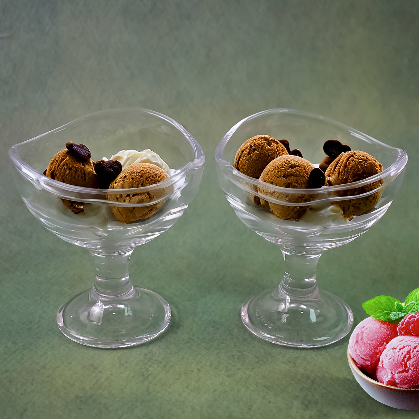 Glass Footed Dessert Bowls Set of 2