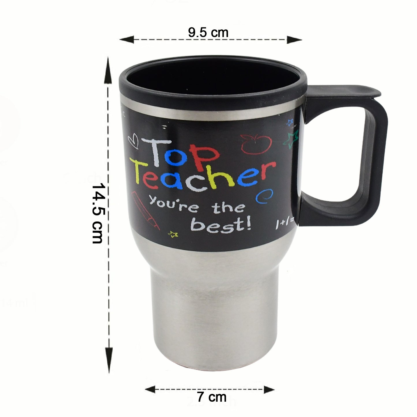 Stainless Steel Vacuum Glass Insulated Coffee Cup – Double Walled Travel Mug with Lid & Handle