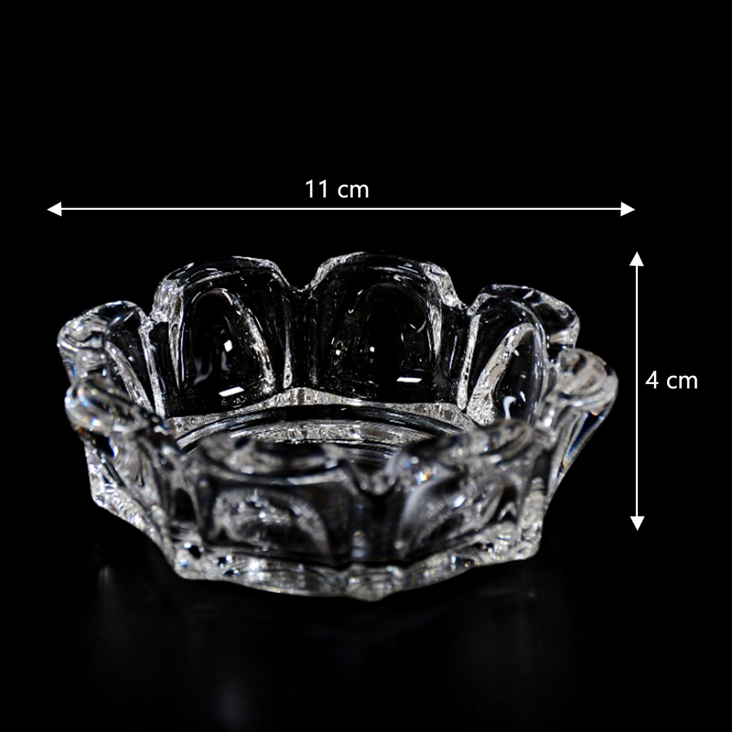 Round Glass Ashtray – Heavy-Duty Crystal Glass Ash Holder with 4 Cigarette Slots for Home, Office, Patio, Indoor & Outdoor Tabletop Décor