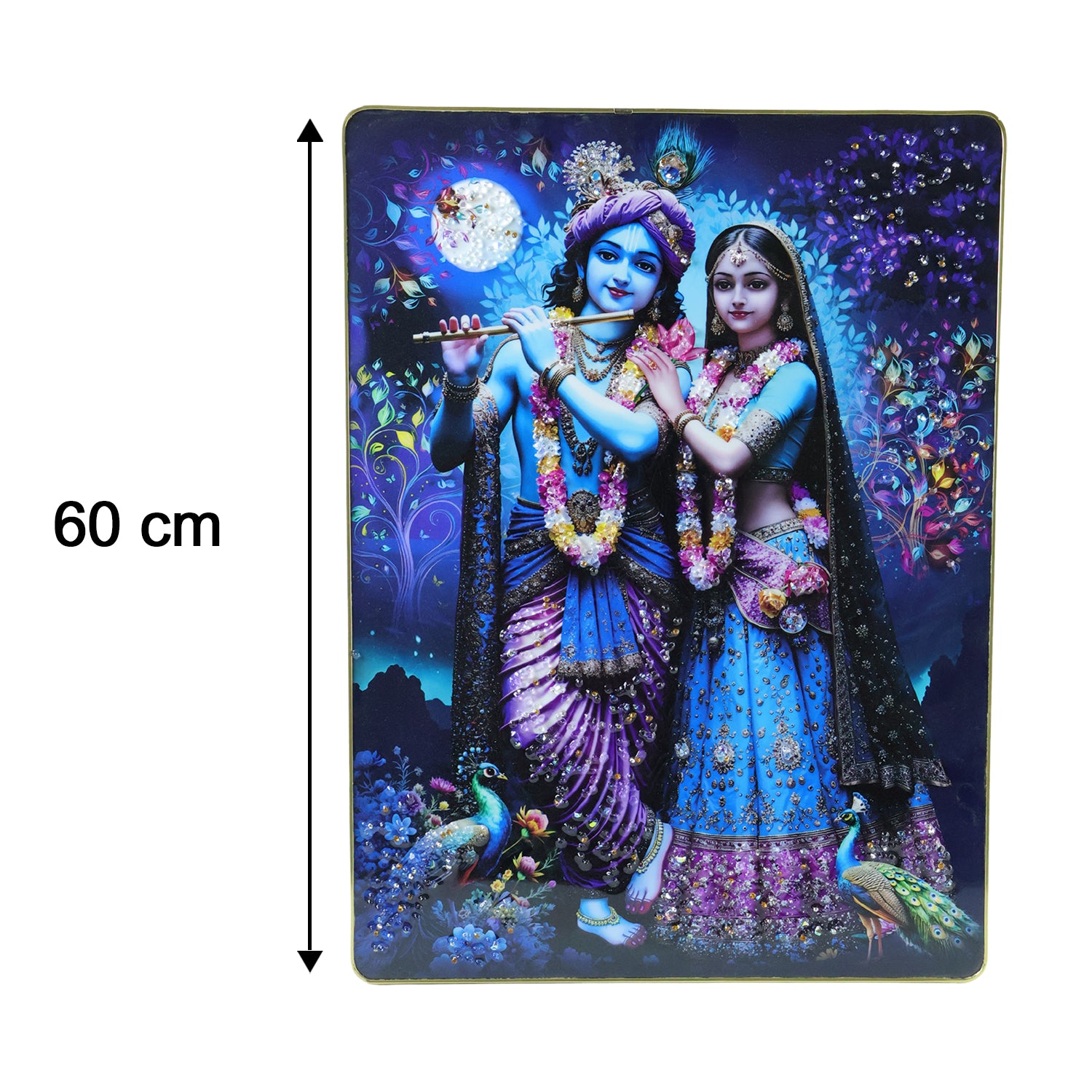 Divine Radha Krishna Moonlight Artistic Wall Frame (1 Pc 60x45 Cm)