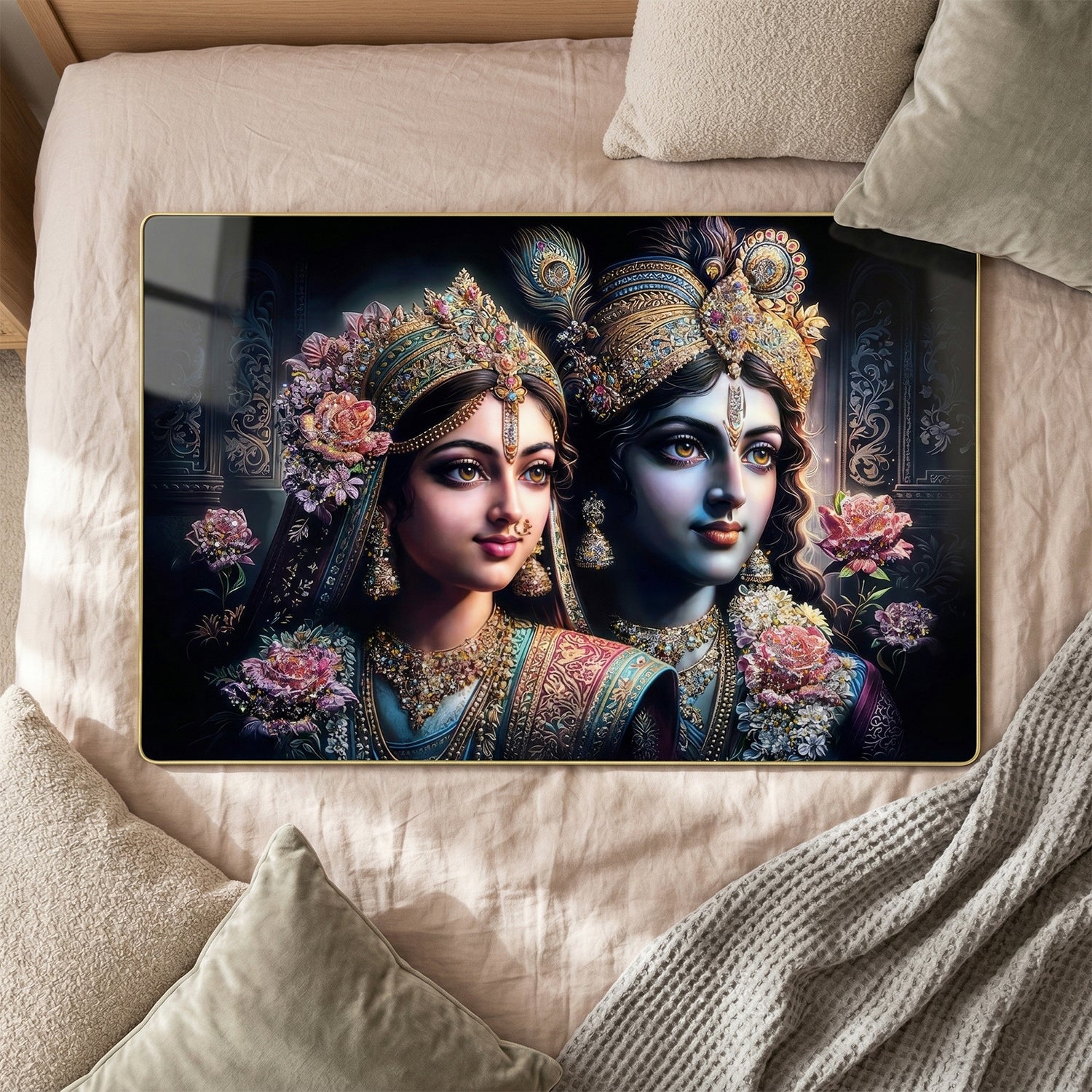 Premium Radha Krishna Royal Artistic Wall Frame (1 Pc 89x58 Cm)