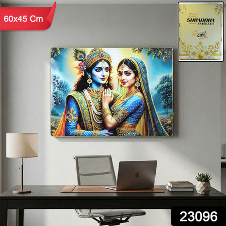 Elegant Radha Krishna Artistic Wall Frame (1 Pc 60x45 Cm)
