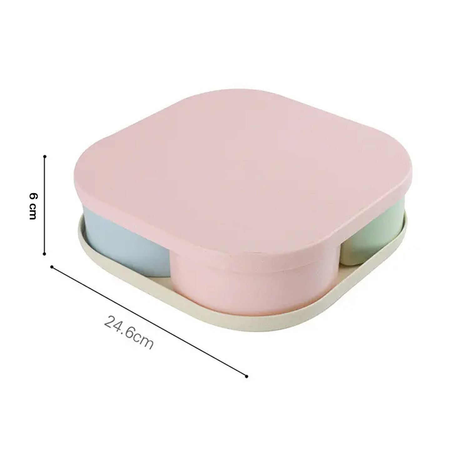 Candy Storage Box with 4 Compartments, 25 x 25 x 6 cm, Food Grade Plastic