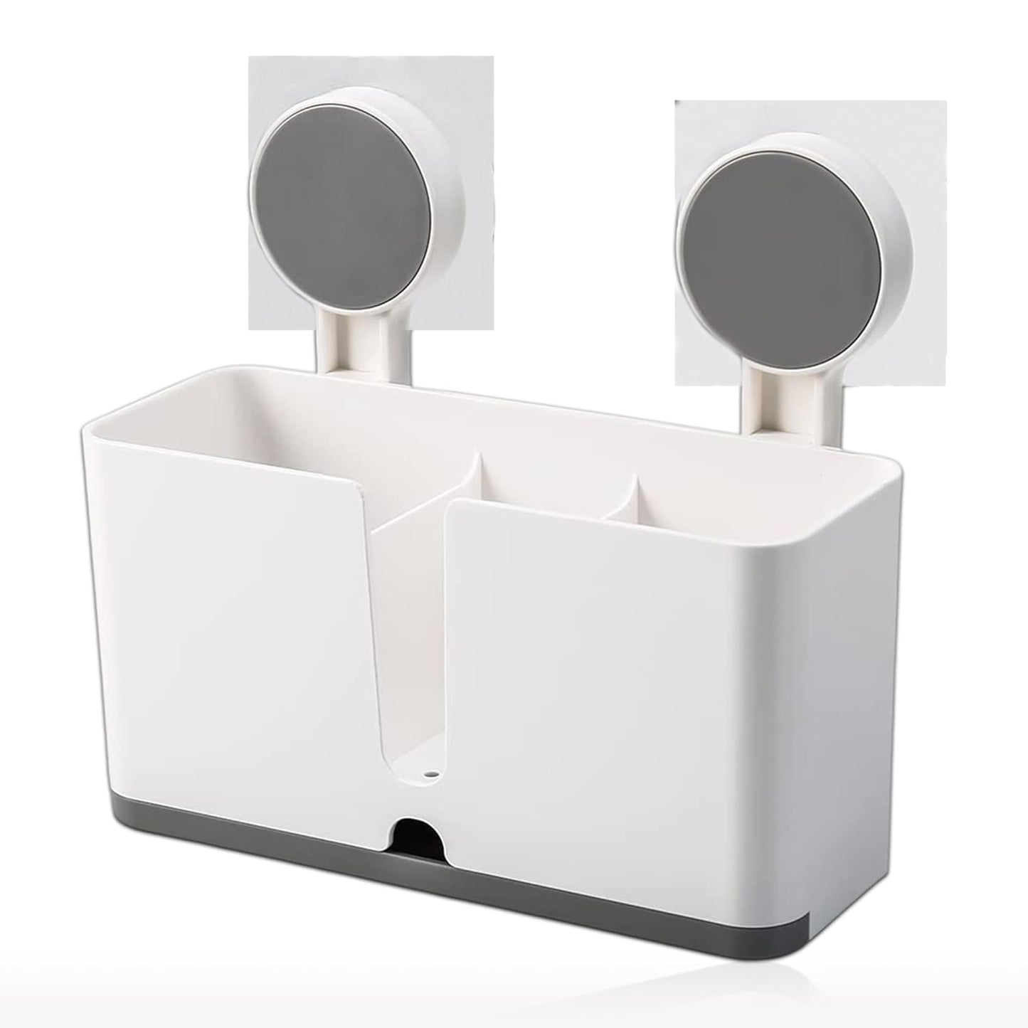Wall Mounted 3 Compartment Toothbrush Holder With Adhesive Installation (1 Pc)